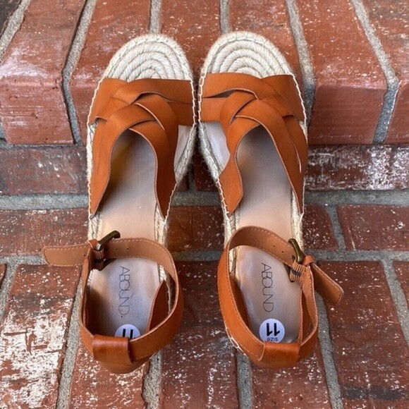 ABOUND Sayge Tan Faux Leather Espadrille Wedge Sandal Size 11 - Picture 8 of 9